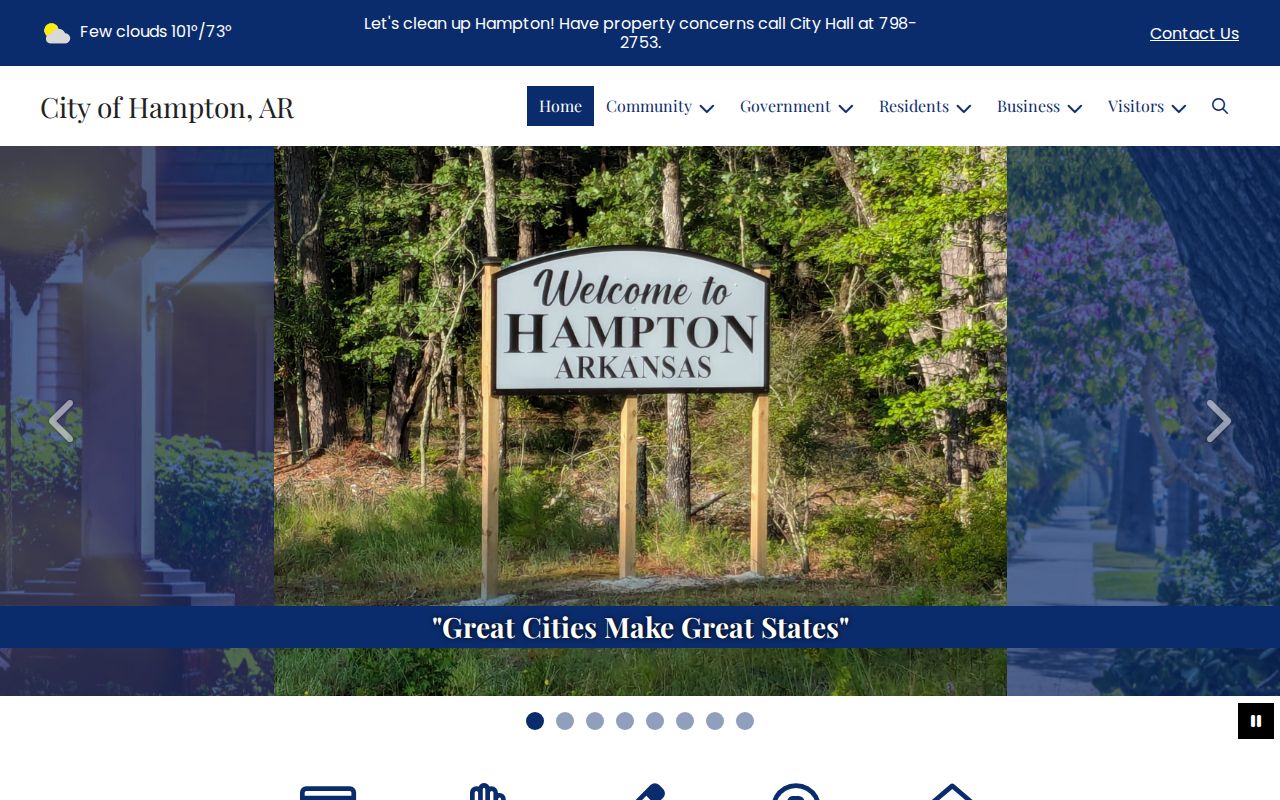 Official Hampton Arkansas website used to locate city warrant and court contacts