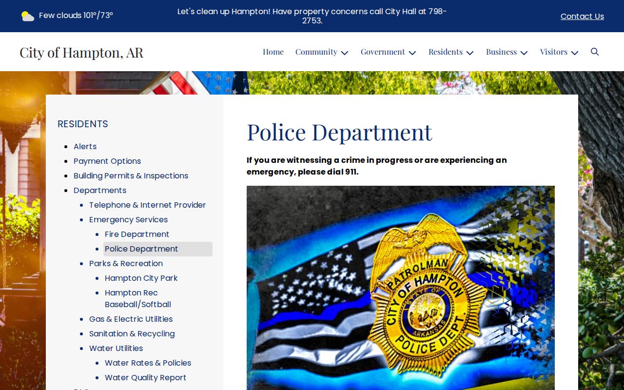 Official Hampton Police Department page for local warrant routing