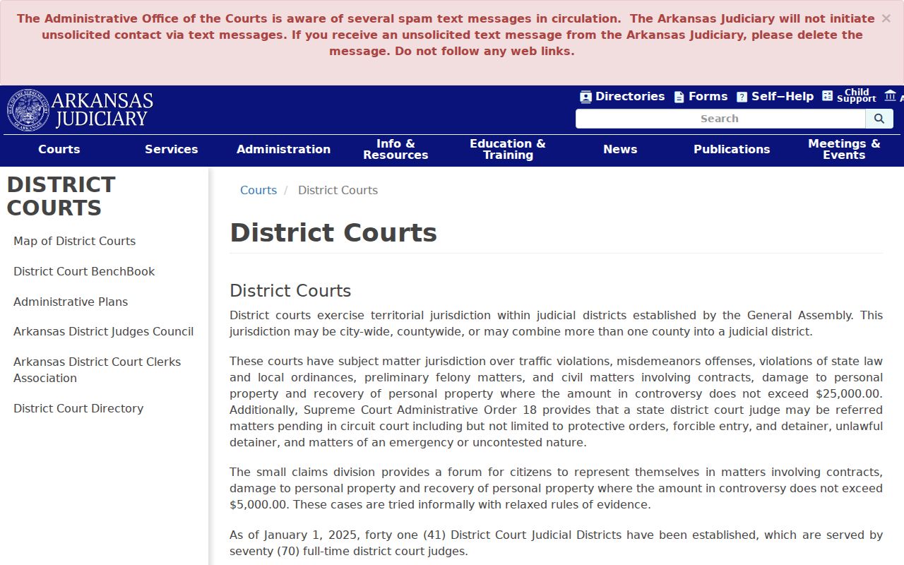 Calhoun County warrant records Arkansas district court structure